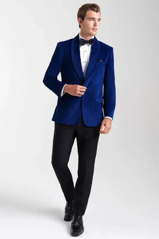Velvet Blazer - Mens Blazer - Dinner Jacket "Venice" Sapphire Blue Velvet Dinner Jacket - Separates sold by Alberto Nardoni
