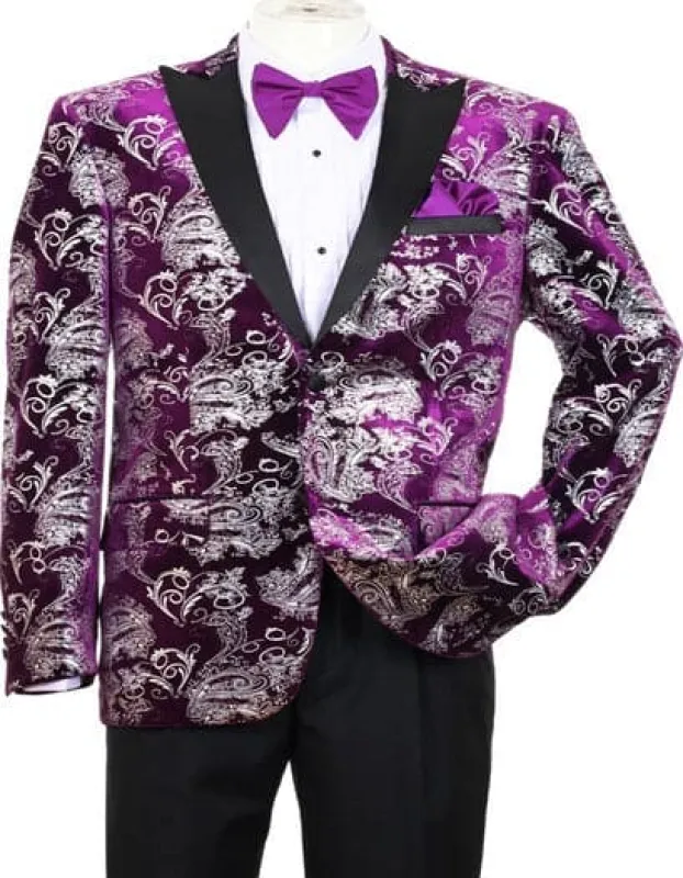 Purple Prom Suit - Purple Prom Outfit - Purple Paisley Foil Tuxedo sold by Alberto Nardoni