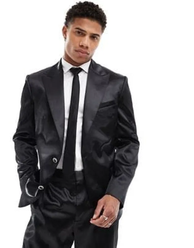 Mens Satin Suit -  Shiny Black Suit - Prom Suit sold by Alberto Nardoni