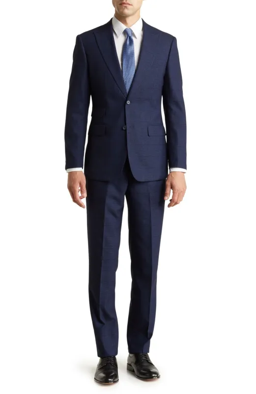 Trim Fit Windowpane Peak Lapel Suit sold by Alberto Nardoni