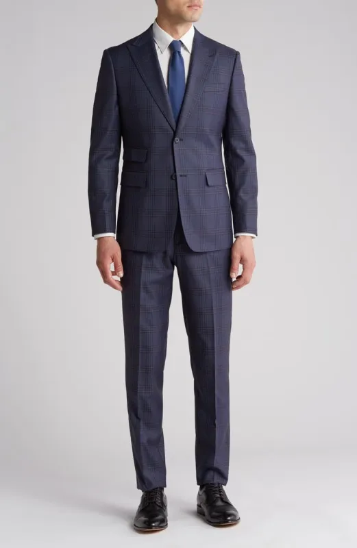 Mens Trim Fit Plaid Suit with Peak Lapel - Two Piece sold by Alberto Nardoni
