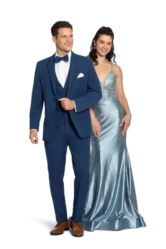 Smoking Traje - Esmoquin - Smoking Para Hombre - French Blue Tuxedo Matching Top Collar made by Alberto Nardoni