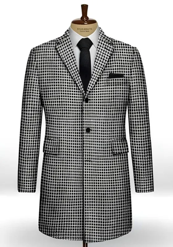 Mens Black Overcoat - Houndstooth Overcoat - Houndstooth Topcoat - Houndstooth Checker Car Coat sold by Alberto Nardoni