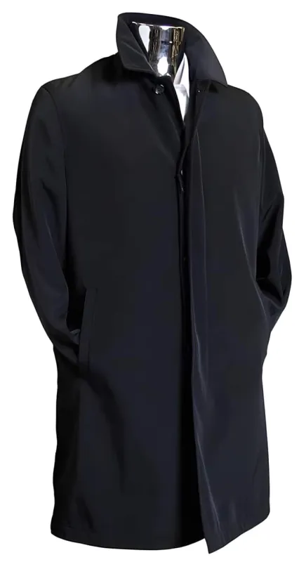 Mens Black Overcoat - Dark color black 3/4 Raincoat Dress Coat Priced Available In Big & Tall Sizes Trench Coat / Trenchcoat / Overcoat sold by Alberto Nardoni