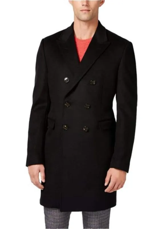 Mens Black Overcoat - Ralph Lauren Long Men's Dress Topcoat - Winter Coat Double-Breasted Wool Blend All Solid Outfit Black Overcoat sold by Alberto Nardoni