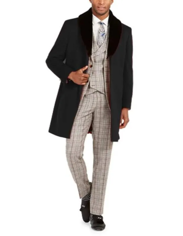 Mens Black Overcoat - Men's Classic Fit Trim Overcoat Three Quarter Length Coat sold by Alberto Nardoni