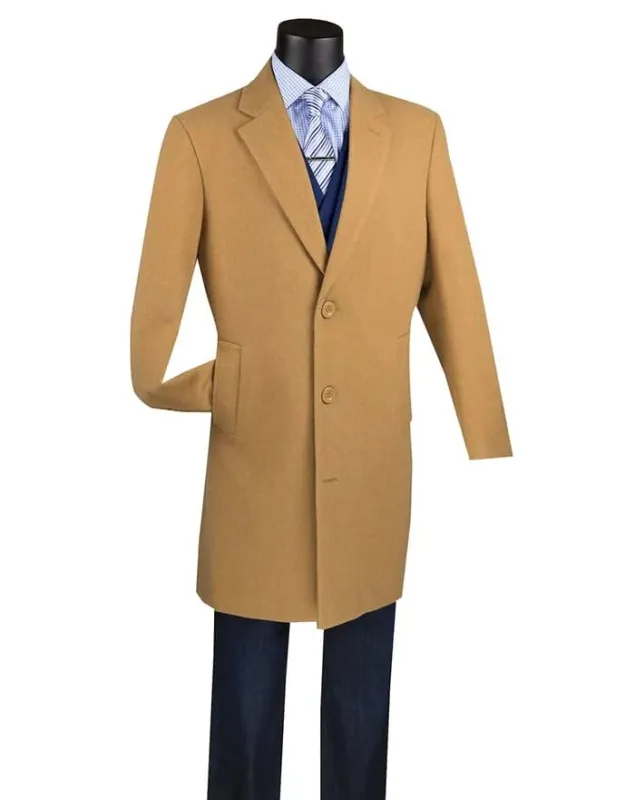 Mens Overcoat - Wool & Cashmere Regular Fit Camel Top Coat sold by Alberto Nardoni
