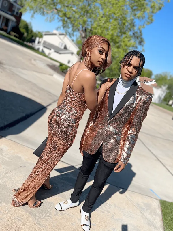 Rose Gold Sequin Blazer - Mens Shiny Sport Coat - Party Jacket - Prom Tuxedo $189 sold by Alberto Nardoni