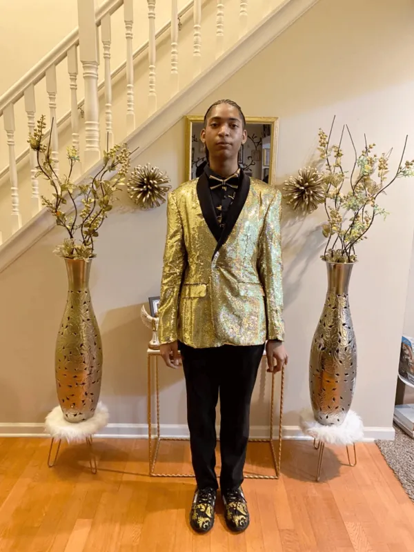 Gold Sequin Blazer - Mens Shiny Sport Coat - Party Jacket - Prom Tuxedo $189 made by Alberto Nardoni