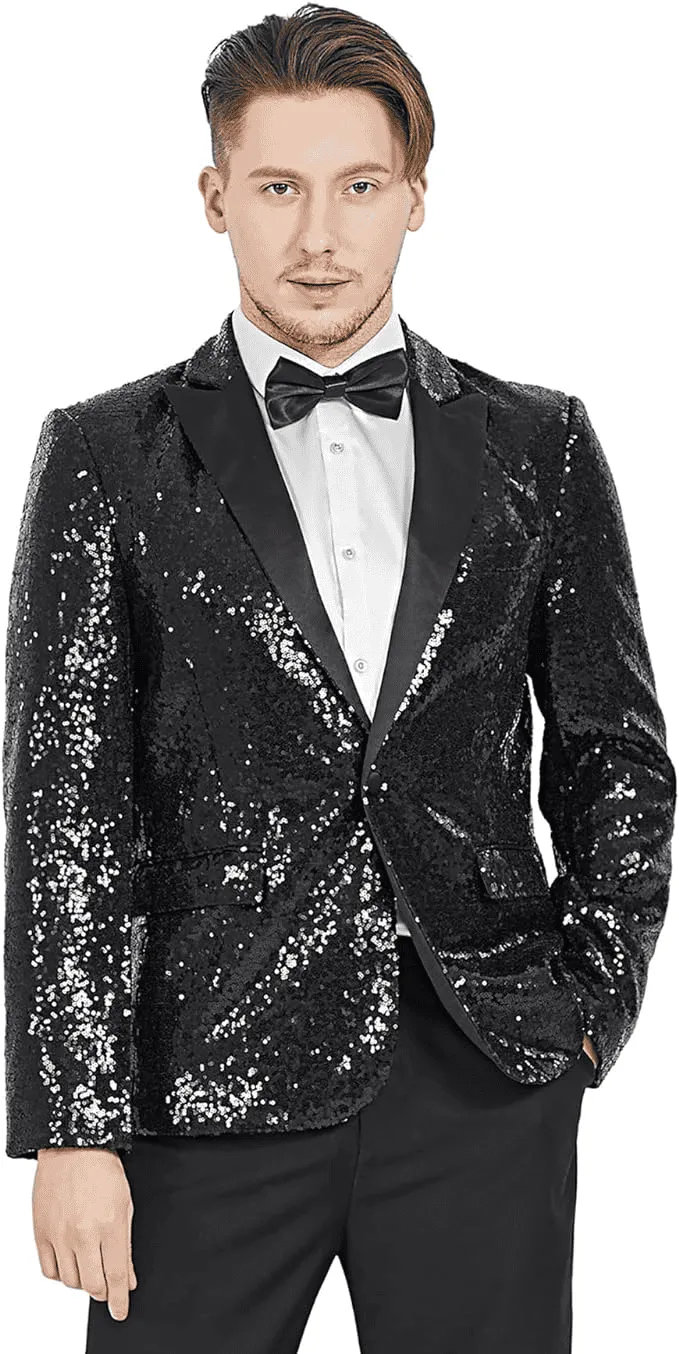 Black Sequin Blazer - Mens Shiny Sport Coat - Party Jacket - Prom Tuxedo $189 sold by Alberto Nardoni