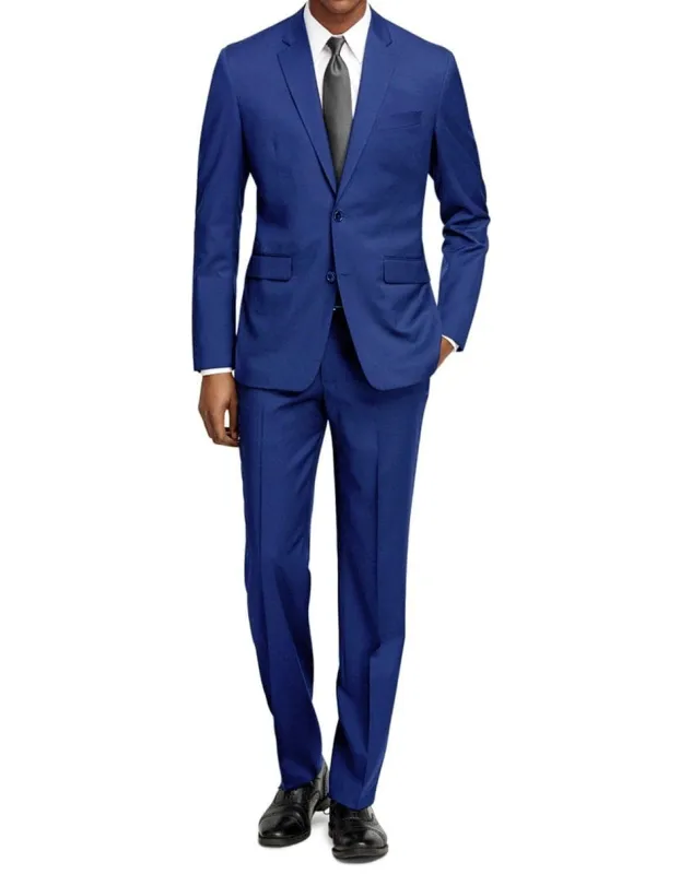 Manchester Tailored Suits - Slim Fit Cobalt Blue Suit - Tapered Europian Cut Suit $199 sold by Alberto Nardoni