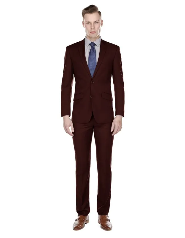 Manchester Tailored Suits - Slim Fit Burgundy Suit - Tapered Europian Cut Suit $199 sold by Alberto Nardoni