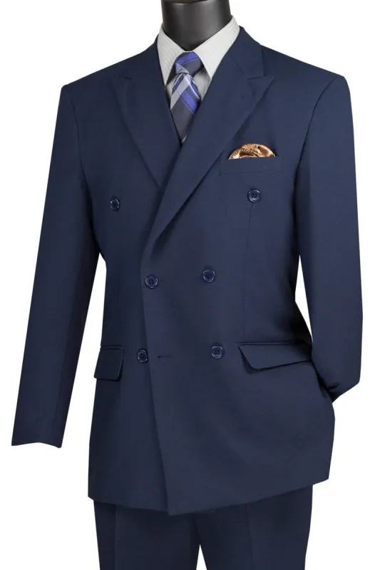 Mens Athletic Fit Suit With Pleated Pants in NAVY BLUE sold by Alberto Nardoni