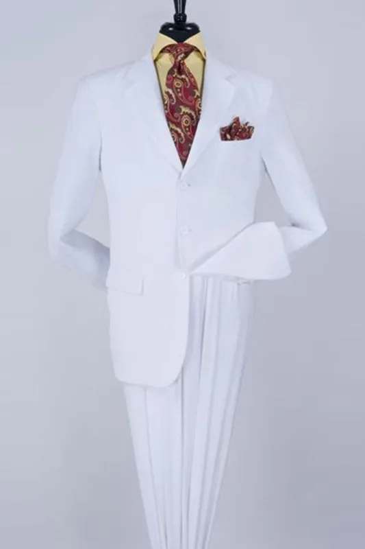 Mens Athletic Fit Suit With Pleated Pants in WHITE sold by Alberto Nardoni