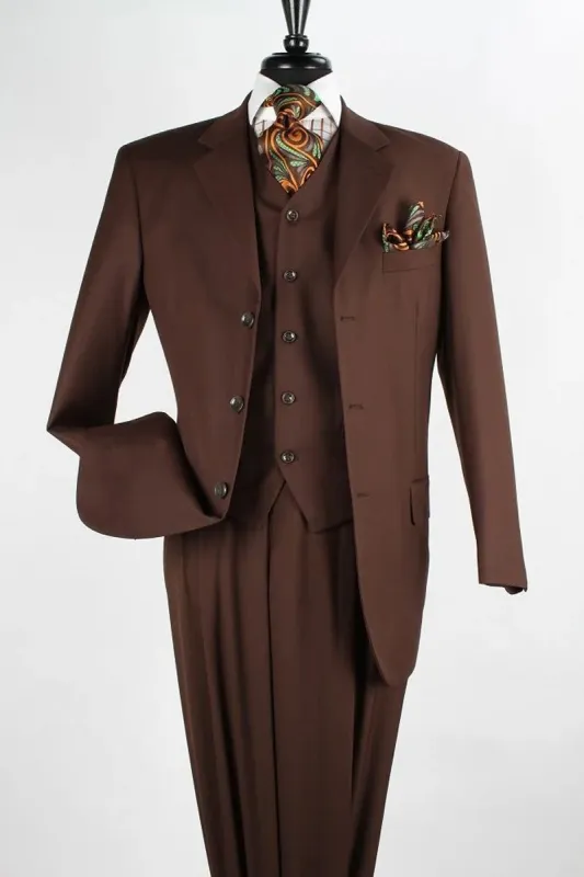 Mens Athletic Fit Suit With Pleated Pants in BROWN sold by Alberto Nardoni