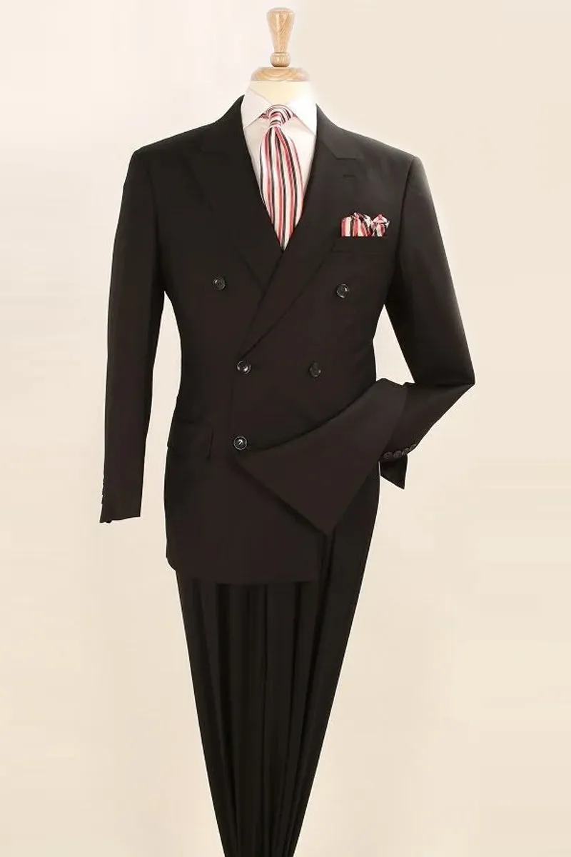 Mens Athletic Fit Suit With Pleated Pants in BLACK sold by Alberto Nardoni