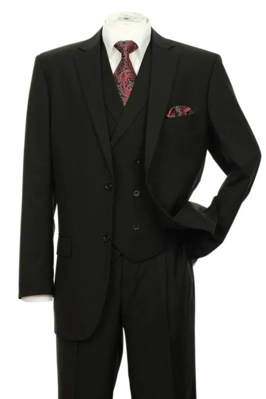 Mens Athletic Fit Suit With Pleated Pants in BLACK sold by Alberto Nardoni
