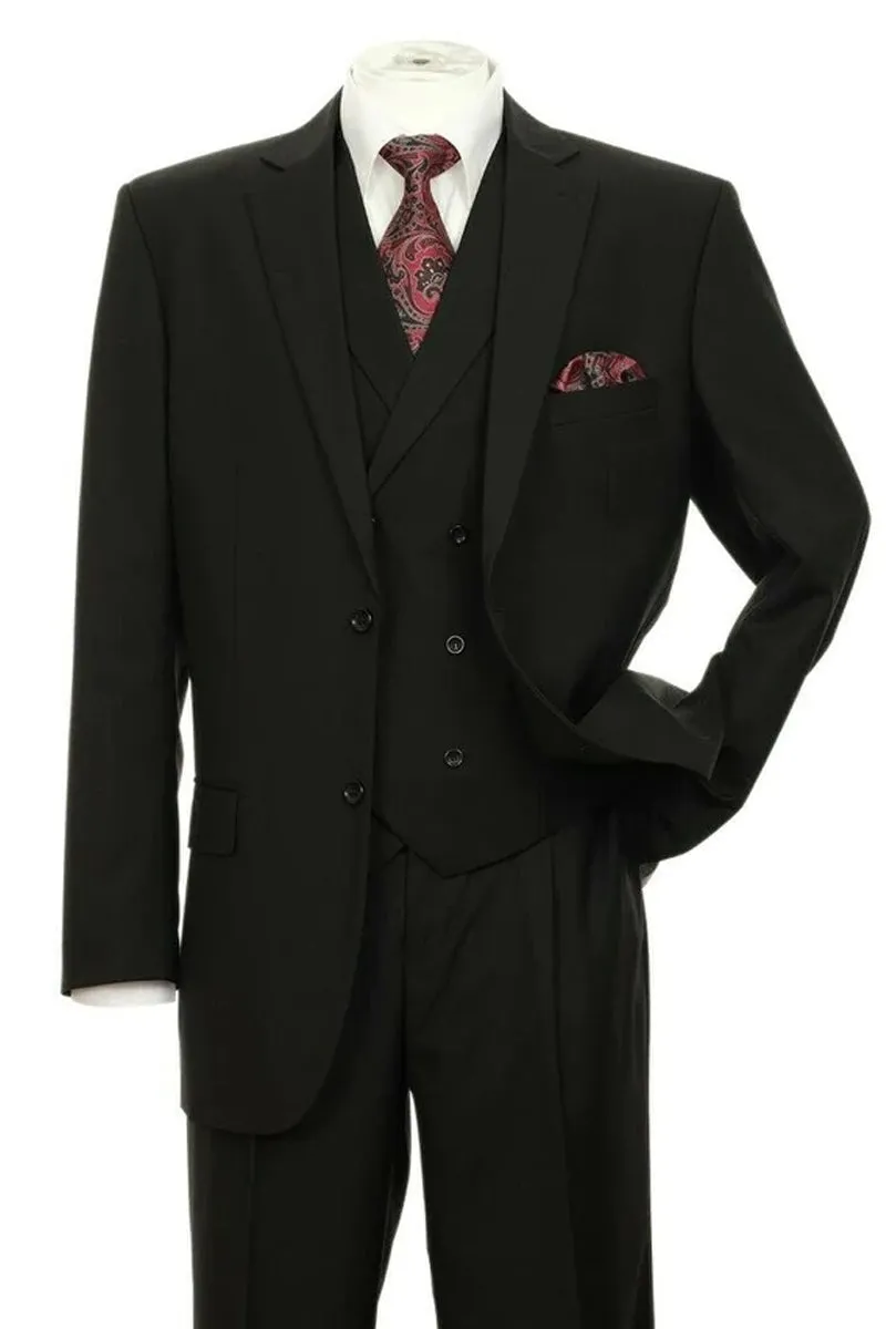 Mens Athletic Fit Suit With Pleated Pants in BLACK sold by Alberto Nardoni