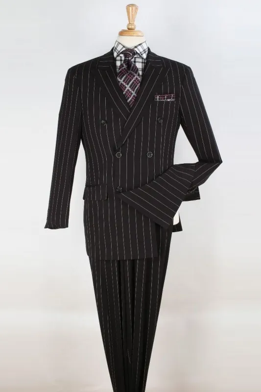 Mens Athletic Fit Suit With Pleated Pants in BLACK sold by Alberto Nardoni