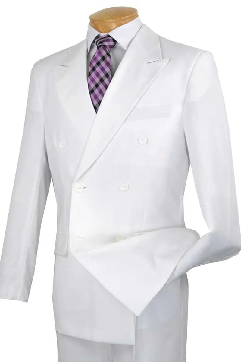 Mens Athletic Fit Suit With Pleated Pants in White sold by Alberto Nardoni