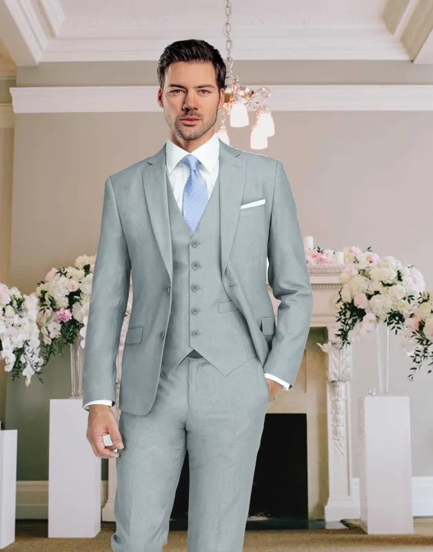 Western Suit - Trajes Para Hombres - Cowboy Formal Attire - Trajes De Novio - Matching Top Collar Light Grey Suit sold by Alberto Nardoni