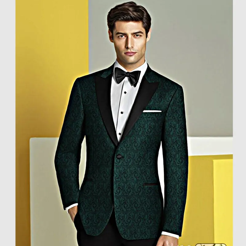 Western Suit - Trajes Para Hombres - Cowboy Formal Attire - Trajes De Novio - Peak Lapel Single Breasted Green Suit sold by Alberto Nardoni