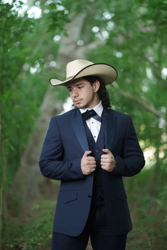 Western Suit - Trajes Para Hombres - Cowboy Formal Attire - Trajes De Novio - Slim Fit Western Navy sold by Alberto Nardoni