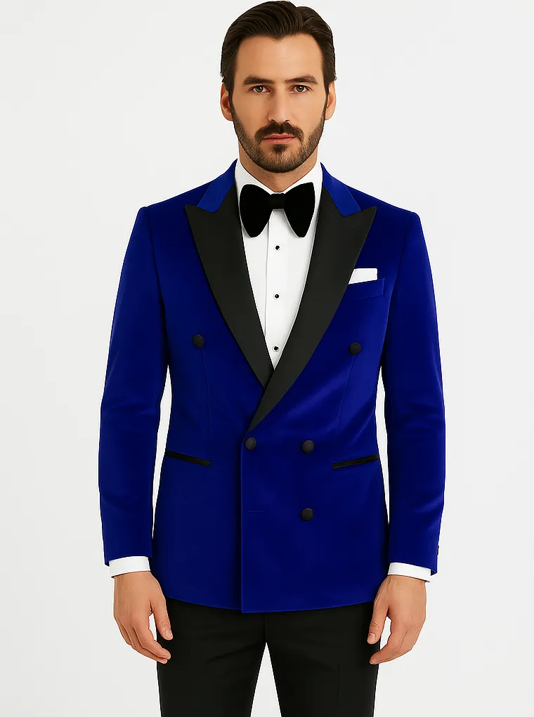 Double Breasted Tuxedo - Velvet Tuxedo Dinner Jacket In Black - Navy - Emerald Green - Burgundy sold by Alberto Nardoni product image thumbnail 4