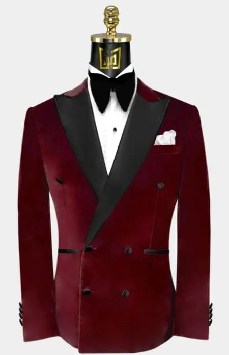 Double Breasted Tuxedo - Velvet Tuxedo Dinner Jacket In Black - Navy - Emerald Green - Burgundy sold by Alberto Nardoni product image thumbnail 3