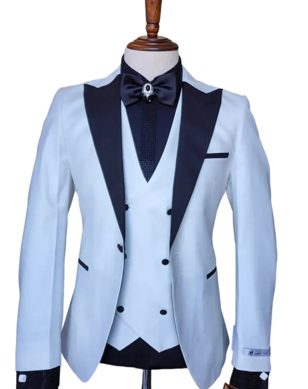 Ivory Tuxedo - Cream Wedding Suit  - Off White Groom Slim Fit  Suit sold by Alberto Nardoni