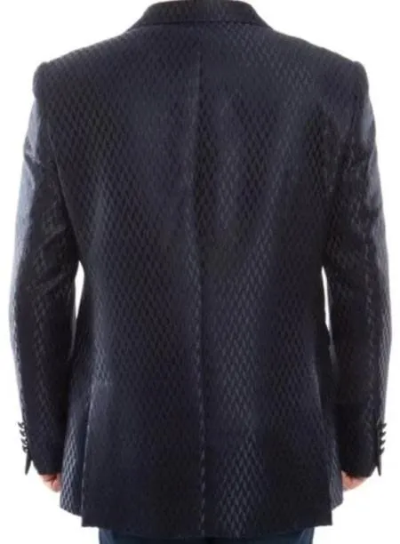 Navy Blue and Gold Trim Tuxedo Dinner Jacket - Navy Blue Blazer sold by Alberto Nardoni product image thumbnail 2