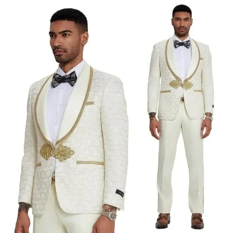 Ivory and Gold 2pc Men's Suit by Tazzio sold by Alberto Nardoni