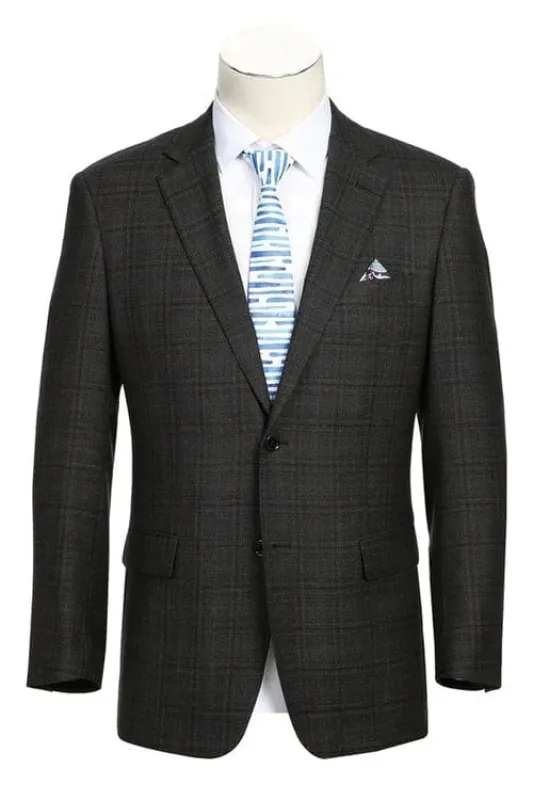 Brown Windowpane Sport Coat - Mens Brown Blazer sold by Alberto Nardoni