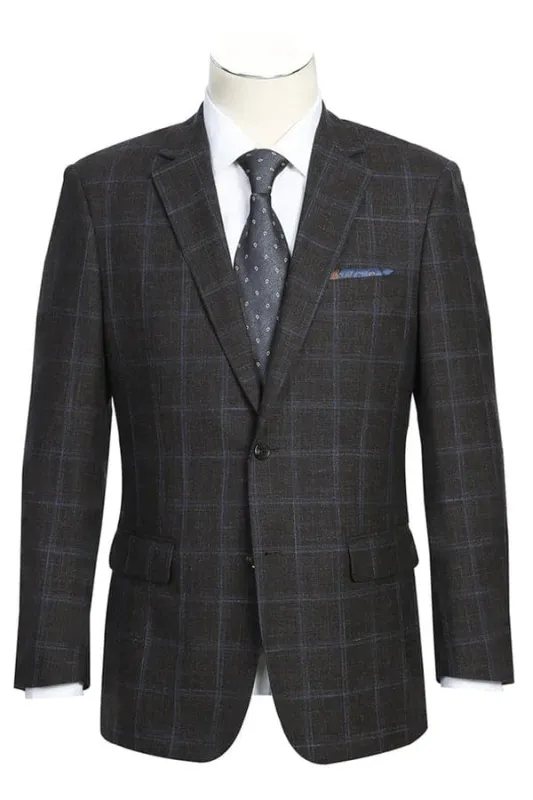 Brown Windowpane Sport Coat - Mens Brown Blazer sold by Alberto Nardoni