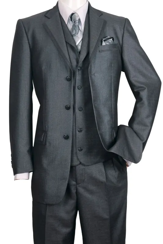 Big and Tall Black Suit MENS 3 BUTTON VESTED TEXTURED SHINY SHARKSKIN CHURCH SUIT IN BLACK made by Alberto Nardoni