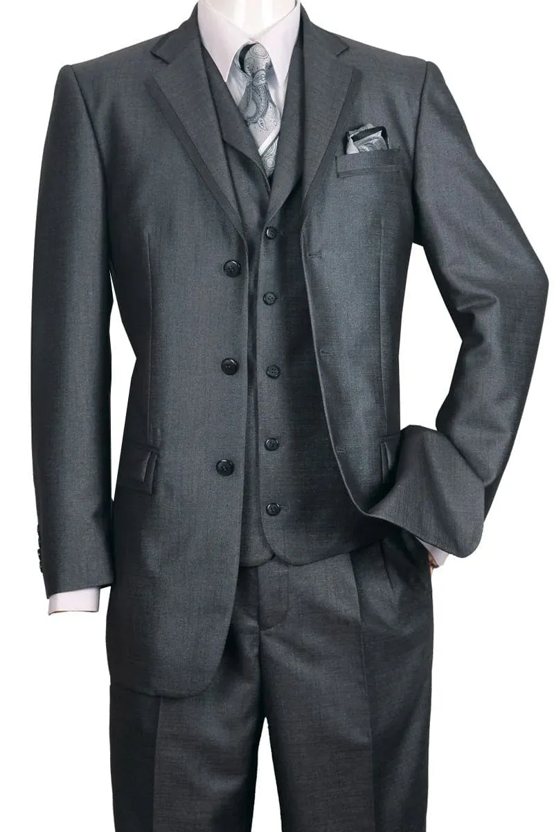 Big and Tall Black Suit MENS 3 BUTTON VESTED TEXTURED SHINY SHARKSKIN CHURCH SUIT IN BLACK sold by Alberto Nardoni