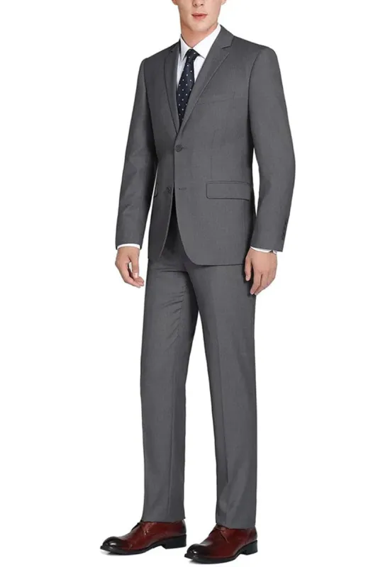Big and Tall Grey Suit MENS EXTRA LONG BASIC TWO BUTTON SUIT IN DARK GREY sold by Alberto Nardoni