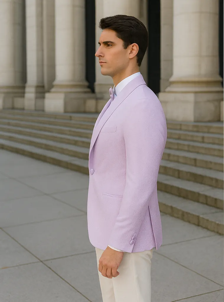 Men's Slim Fit Wedding & Prom Tonal Paisley Tuxedo Lavender Jacket sold by Alberto Nardoni product image thumbnail 3