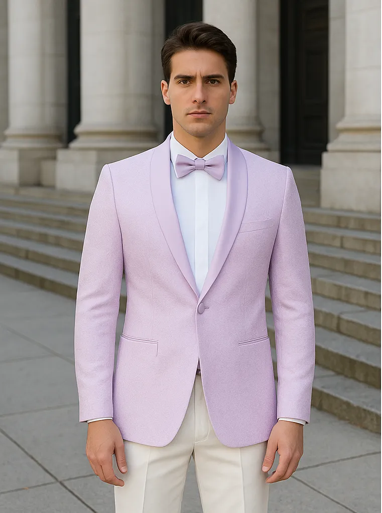 Men's Slim Fit Wedding & Prom Tonal Paisley Tuxedo Lavender Jacket sold by Alberto Nardoni