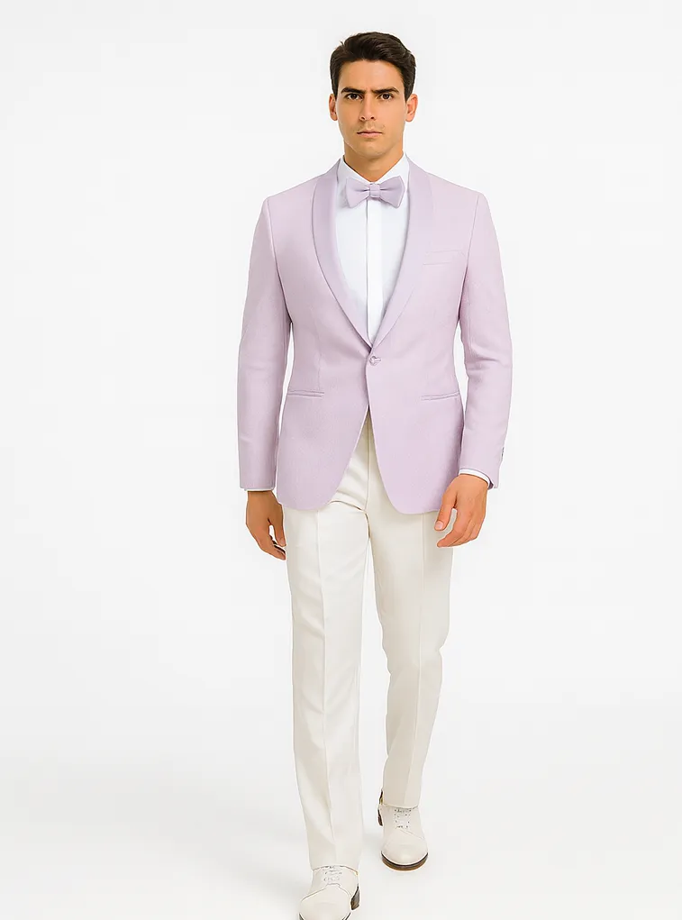 Men's Slim Fit Wedding & Prom Tonal Paisley Tuxedo Lavender Jacket sold by Alberto Nardoni product image thumbnail 5
