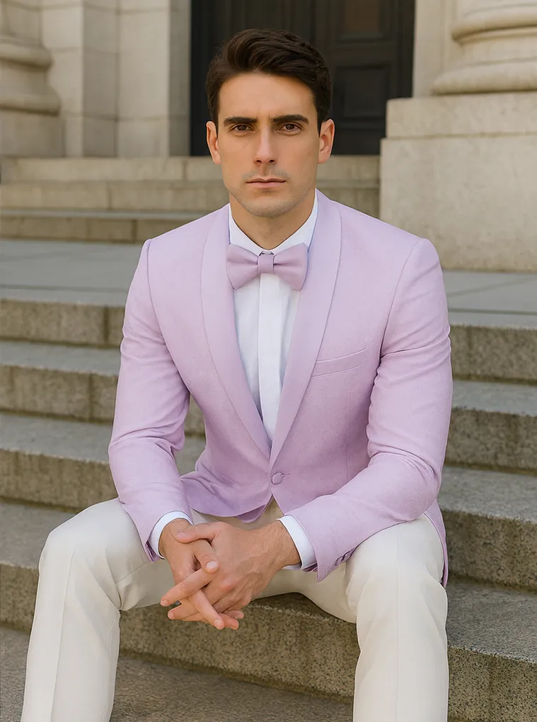 Men's Slim Fit Wedding & Prom Tonal Paisley Tuxedo Lavender Jacket sold by Alberto Nardoni product image thumbnail 4