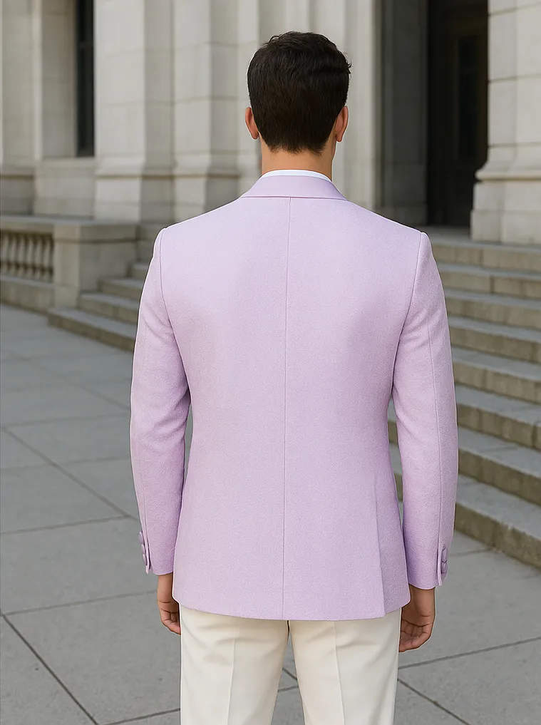 Men's Slim Fit Wedding & Prom Tonal Paisley Tuxedo Lavender Jacket sold by Alberto Nardoni product image thumbnail 2