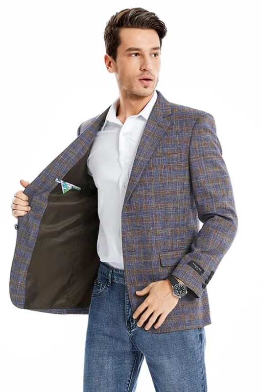 Brown Windowpane Sport Coat - Mens Brown Blazer sold by Alberto Nardoni