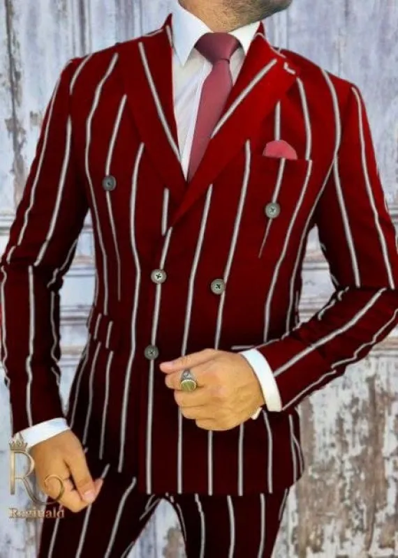 Mafia Outfit - Mobster Outfit - Italian costume Burgundy Pinstripe Suit sold by Alberto Nardoni