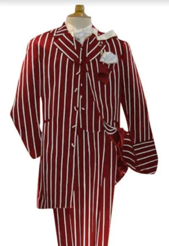 Burgundy Pinstripe Suit - Mens 1920s Gangster Pinstripe Suit - Chalk Pinstripe sold by Alberto Nardoni