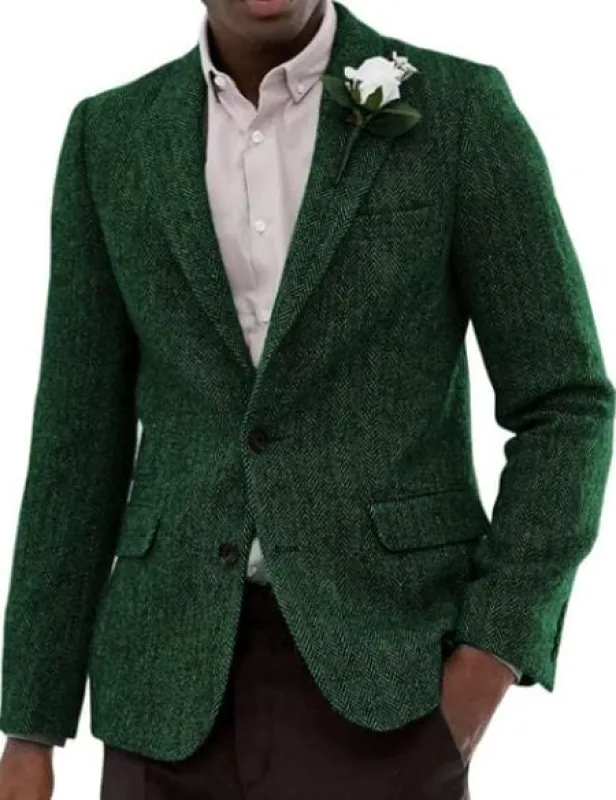Mens Green Color Peak Lapel Blazer sold by Alberto Nardoni