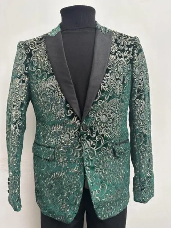 Mens Green Color Paisley Pattern Blazer sold by Alberto Nardoni