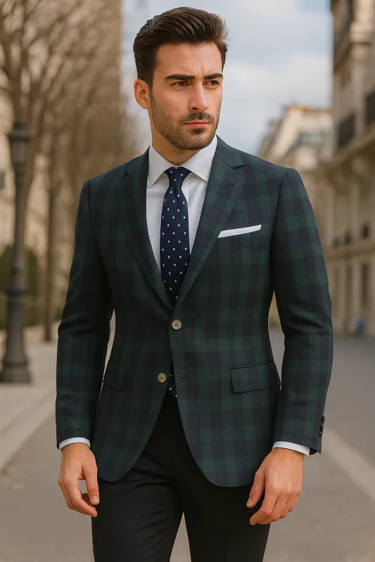 Mens Green Color Plaid Blazer sold by Alberto Nardoni