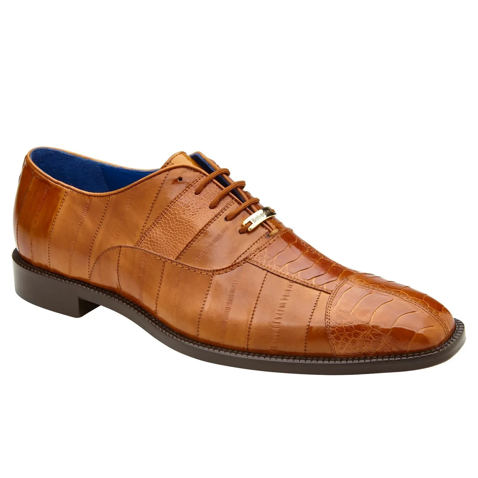 Men's Belvedere Mare Ostrich Leg & Eel Skin Dress Shoe in Camel sold by Alberto Nardoni product image thumbnail 2