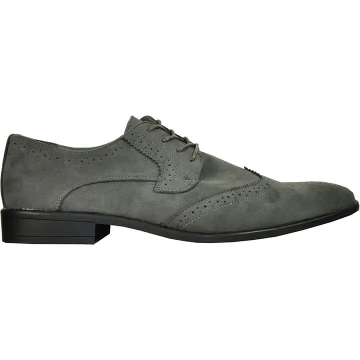 Mens Vegan Suede Wedding & Prom Wingtip Lace Up Dress Shoe In Grey sold by Alberto Nardoni product image thumbnail 5